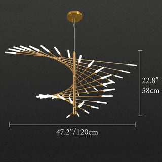 Linear geometric LED chandelier design detail