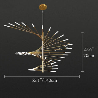 Designer spiral LED chandelier side view