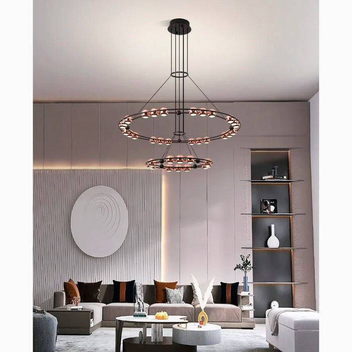 MIRODEMI® Ring Design LED Rose Gold Decor Hanging Chandelier For Living Room | For Bedroom | For Dinning Room Luxury Lighting | Home Decor