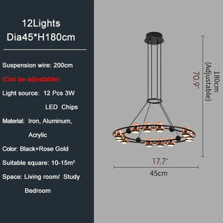 MIRODEMI® Ring Design LED Rose Gold Decor Hanging Chandelier For Living Room | For Bedroom | For Dinning Room Luxury Lighting | Home Decor