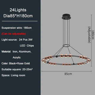 MIRODEMI® Ring Design LED Rose Gold Decor Hanging Chandelier For Living Room | For Bedroom | For Dinning Room Luxury Lighting | Home Decor