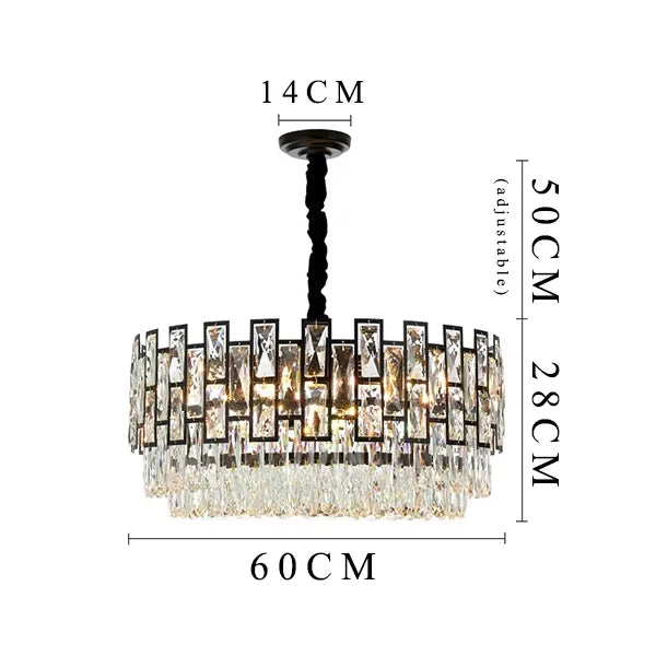 MIRODEMI® Modern Drum Black Crystal Ceiling Chandelier For Living Room Dining Room Bedroom