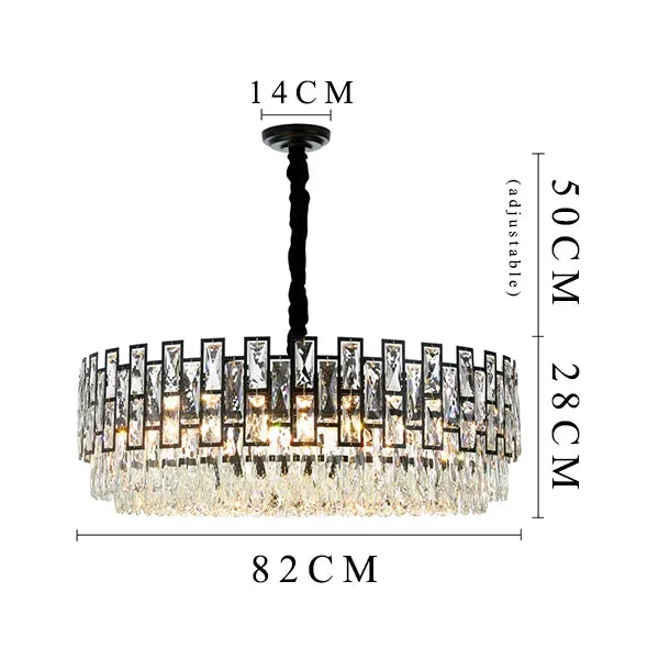 MIRODEMI® Modern Drum Black Crystal Ceiling Chandelier For Living Room Dining Room Bedroom