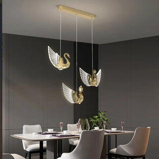 MIRODEMI Amirat | Swan Design Gold Chandelier For Dining Room