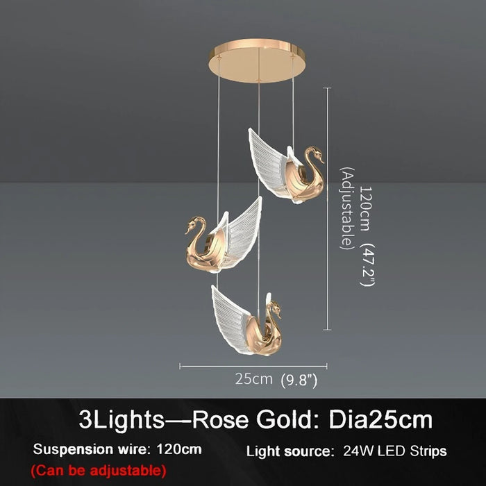 MIRODEMI® Amirat | Swan Design Gold Chandelier For Stairwell
