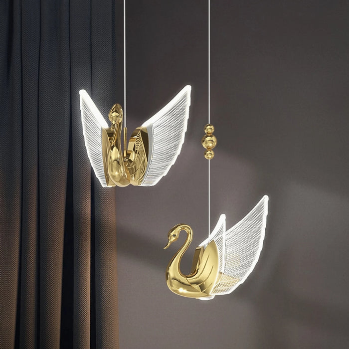 MIRODEMI® Amirat | Swan Design Gold Chandelier For Staircase