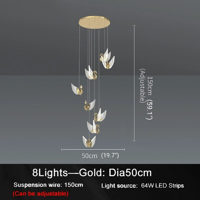 MIRODEMI® Amirat | Golden Swan Pendant 8 lights