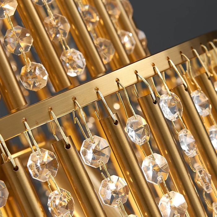 MIRODEMI® Antibes | Crystal Diamonds Luxury Gold Chandelier for Staircase