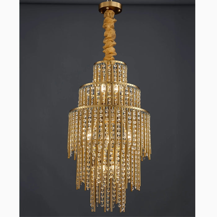 MIRODEMI® Antibes | Crystal Diamonds Luxury Gold Chandelier  for Dining Room