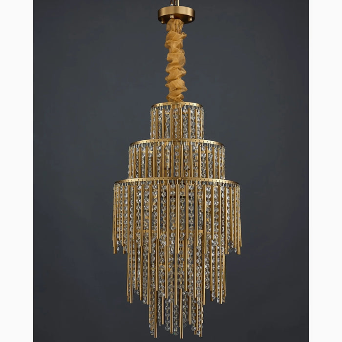 MIRODEMI® Antibes | Crystal Diamonds Luxury Gold Chandelier for Hallway