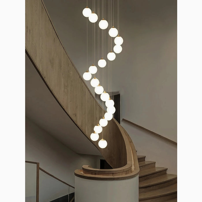 MIRODEMI® Aspremont | Hanging Copper Balls Spiral Staircase Chandelier