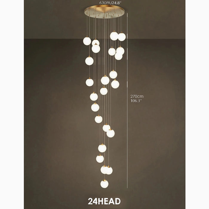 MIRODEMI® Aspremont | Hanging Copper Balls Stairwell Chandelier