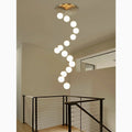 MIRODEMI® Aspremont | Hanging Copper Balls Staircase Chandelier on a round base