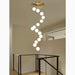 MIRODEMI® Aspremont | Hanging Copper Balls Staircase Chandelier on a round base