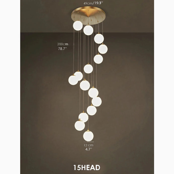 MIRODEMI® Aspremont | Hanging Copper Balls Staircase Chandelier