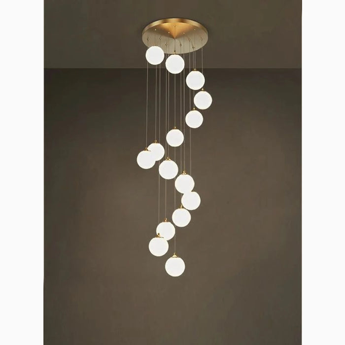 MIRODEMI® Aspremont | Hanging Copper Balls Staircase Ceiling Chandelier