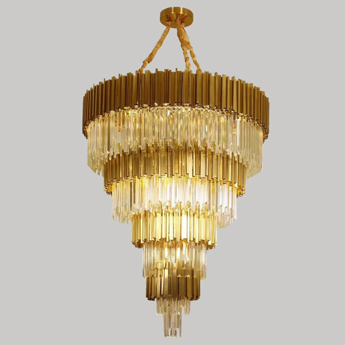 MIRODEMI® Beausoleil | Empire Gold Crystal Chandelier For Stairway Dia 39.4''/D100cm- 4 layers / NOT Dimmable / Warm light 3000K