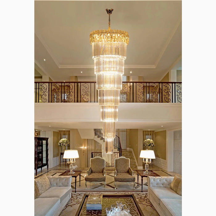 MIRODEMI® Belvédère | Multi-layered Royal Long Crystal Chandelier For Staircase
