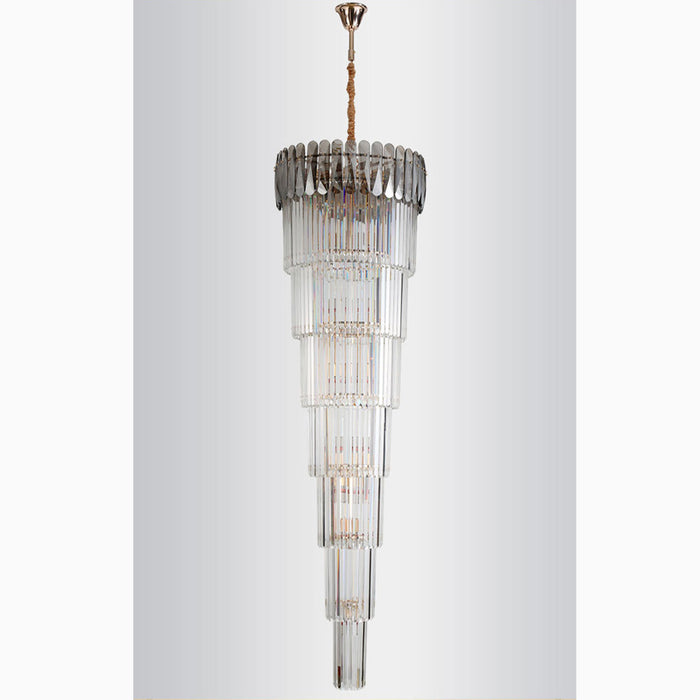 MIRODEMI® Belvédère | Royal Long Silver Crystal Chandelier For Staircase