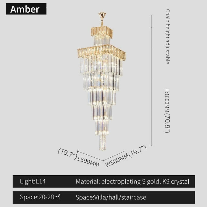 MIRODEMI® Beuil |  Square Crystal Chandelier for Staircase 
