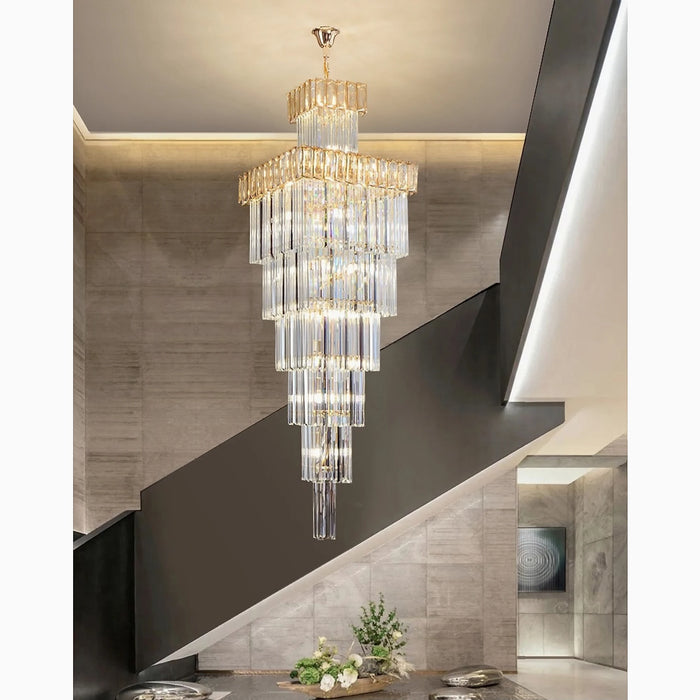 MIRODEMI® Beuil | High-end Villa Staircase Square Crystal Chandelier