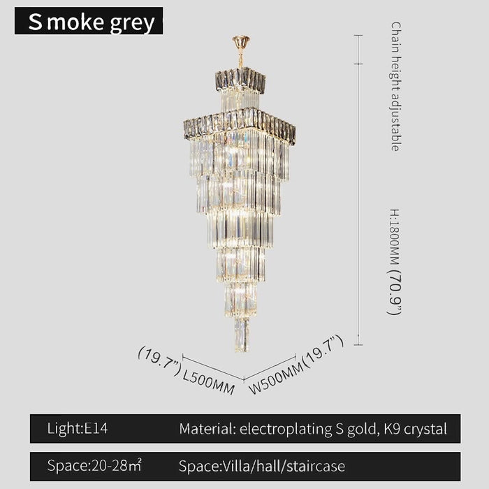 MIRODEMI® Beuil |  Square Crystal Chandelier for Stairwell