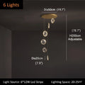 MIRODEMI® Bézaudun-les-Alpes | Gold Rings Crystal Hanging Light 6 pendants