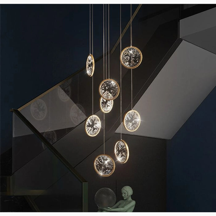 MIRODEMI® Bézaudun-les-Alpes | Gold Rings Crystal Chandelier for Staicase