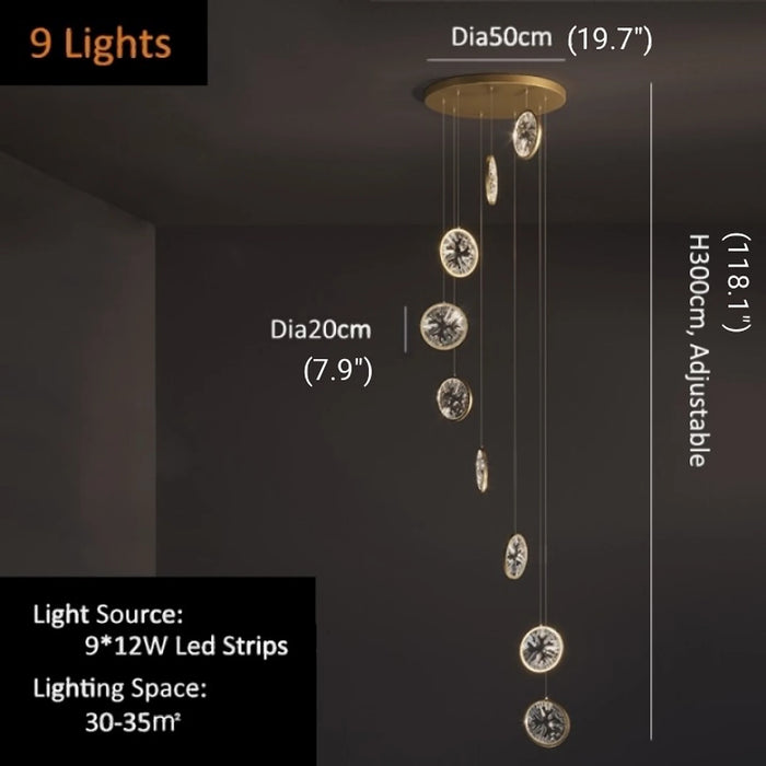 MIRODEMI® Bézaudun-les-Alpes | Gold Rings Crystal Chandelier 9 Lights-Dia19.7" / Warm Light 3000K