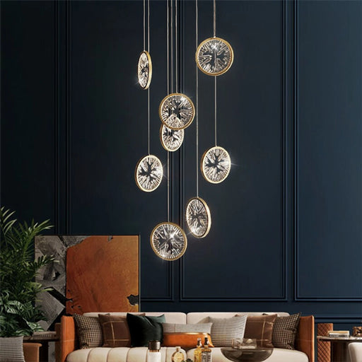 MIRODEMI® Bézaudun-les-Alpes | Gold Rings Crystal Chandelier for Living Room
