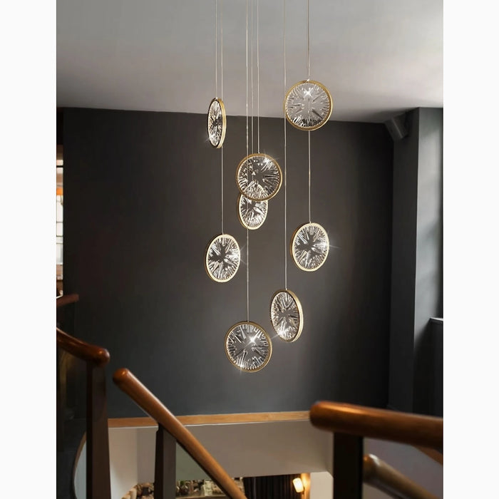 MIRODEMI® Bézaudun-les-Alpes | Gold Rings Crystal Chandelier for High Ceiling