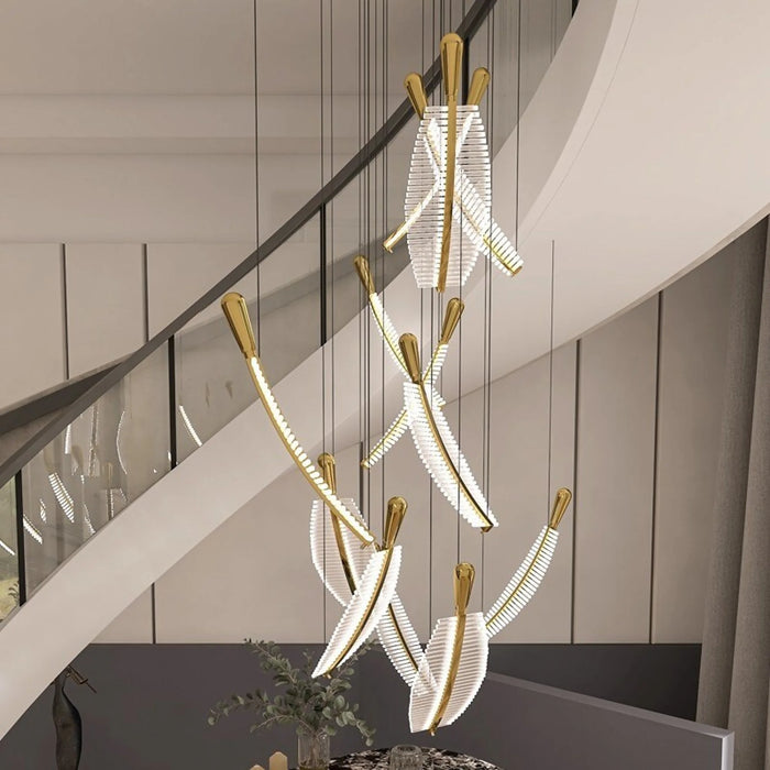 MIRODEMI® Cagnes-sur-Mer | Crystal Gold Feathers Chandelier