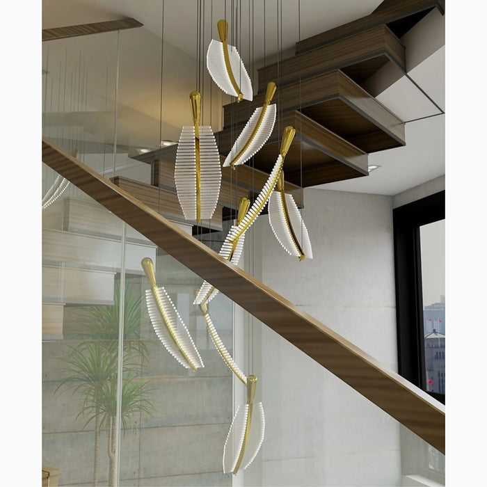 MIRODEMI® Cagnes-sur-Mer | Crystal Gold Feathers Chandelier D19.7*H47.2" / Warm Light / Dimmable
