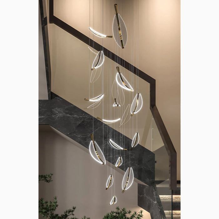 MIRODEMI® Cagnes-sur-Mer | Crystal Gold Feathers Chandelier 12 Lights-Dia31.5" / Warm Light / Dimmable