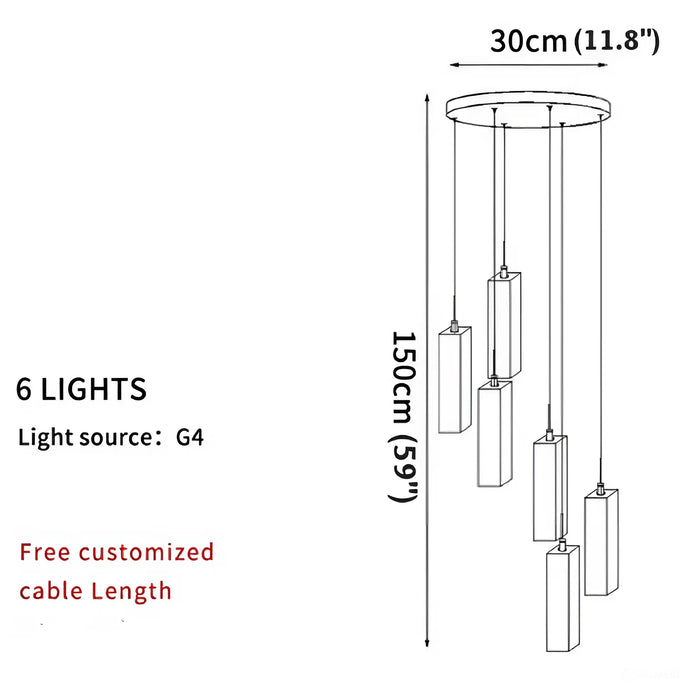 Cannes | Staircase Pendant Crystal Long Light Fixture