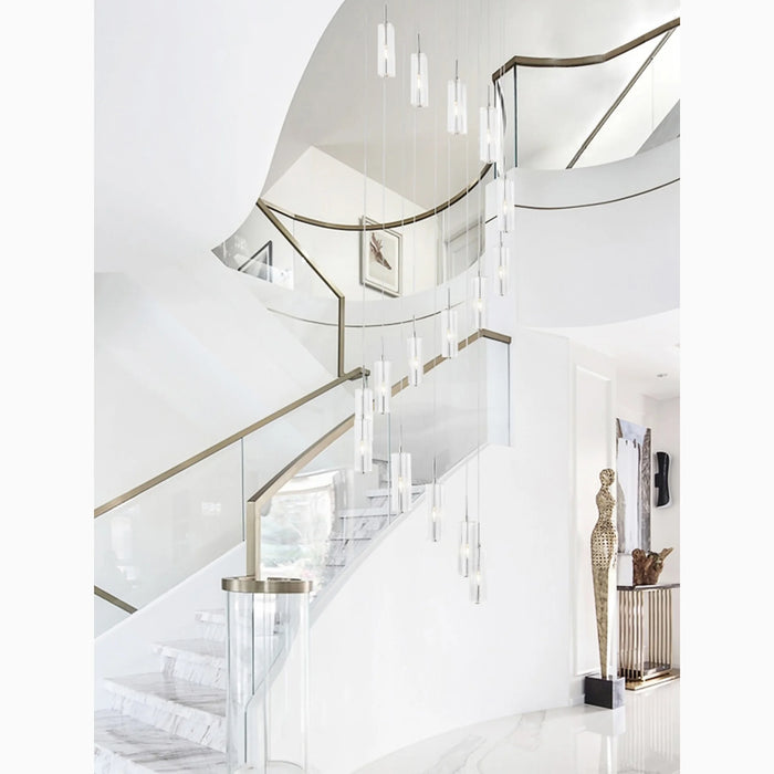 MIRODEMI® Cannes | Pendant Crystal Long Lighting Fixture for Stairwell