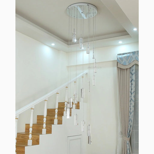 MIRODEMI® Cannes | Staircase Pendant Crystal Long Light Fixture 6 lights-D11.8*H59" / Cold White