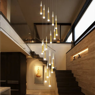 MIRODEMI® Cantaron | Modern Hanging Gold/Black Meteor Shower LED Chandelier