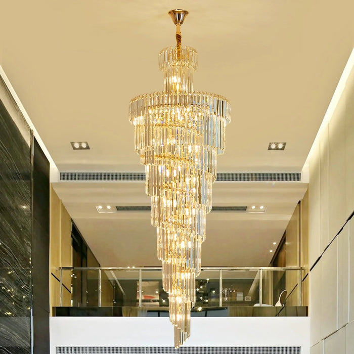MIRODEMI® Cap d'Ail | Gorgeous Big Stairway Crystal Spiral Ceiling Chandelier