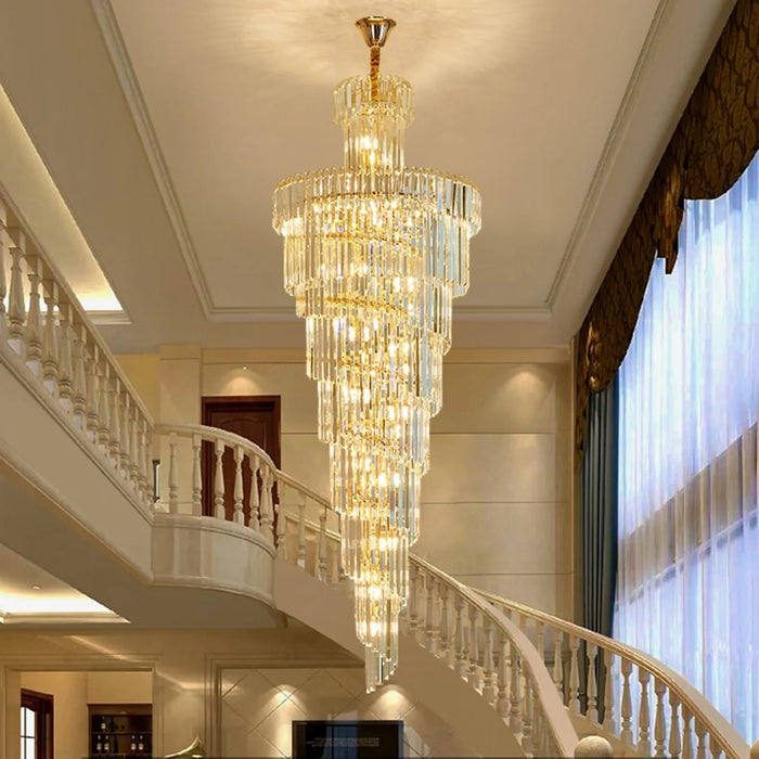 MIRODEMI® Cap d'Ail | Gorgeous Big Stairway Crystal Ceiling Chandelier