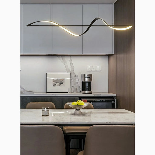 MIRODEMI® Carros Minimalistic Wave Design Chandelier for Dining Room Warm Light / Black / L120xH40cm / L47.2xH15.8"