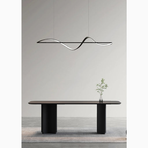 MIRODEMI® Carros Minimalistic Wave Design Chandelier for Dining Room Cool Light / Black / L120xH40cm / L47.2xH15.8"