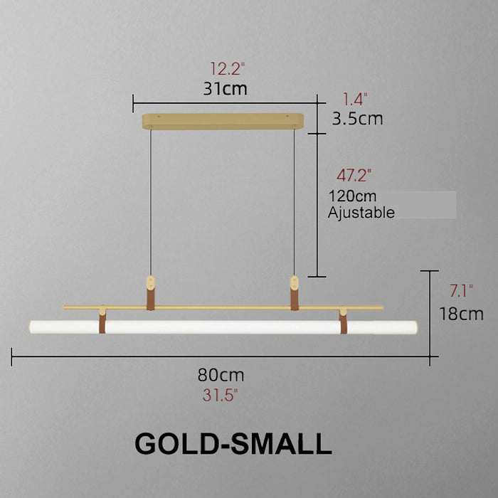 MIRODEMI Châteauneuf-d'Entraunes Horizontal Long Bar Pendant Lamp Gold Small Size