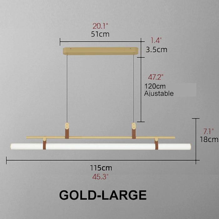 MIRODEMI Châteauneuf-d'Entraunes Horizontal Long Bar Pendant Lamp Gold Large Size