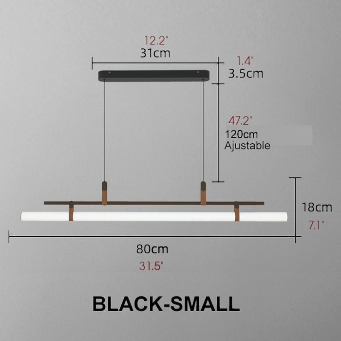 MIRODEMI Châteauneuf-d'Entraunes Horizontal Long Bar Pendant Lamp Black Small Size