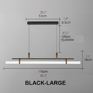 MIRODEMI Châteauneuf-d'Entraunes Horizontal Long Bar Pendant Lamp Black Large Size