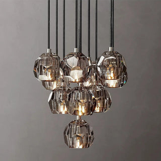 Conségudes | Round Grey LED Cut Crystal Ceiling Chandelier