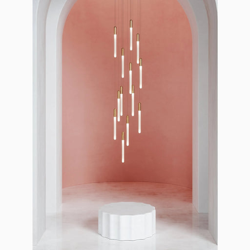 MIRODEMI® Drap | Modern Long Minimalistic Hanging LED Chandelier Cool light, Not dimmable / Gold / 1 Light