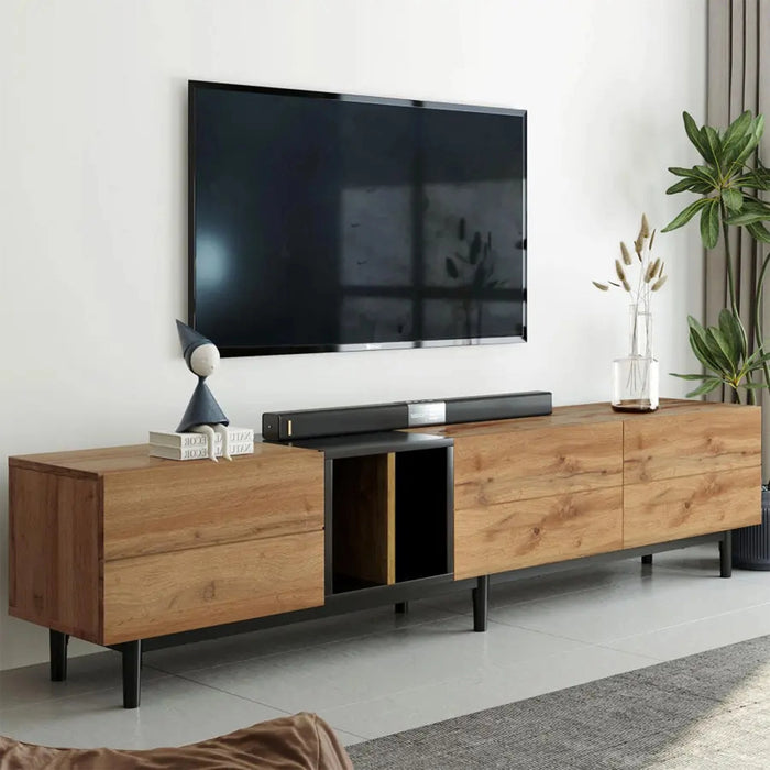 MIRODEMI® Durance | Modern Wooden TV Stand in Japandi Style