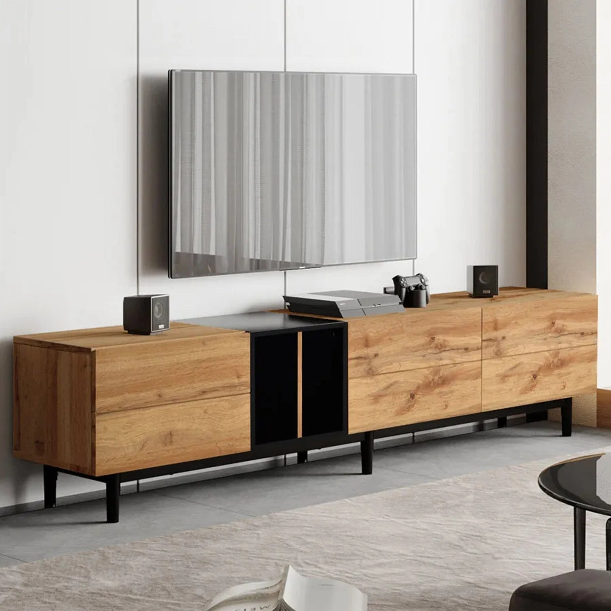 Japandi Style TV Stand | Durance Modern Wooden, Fits 80